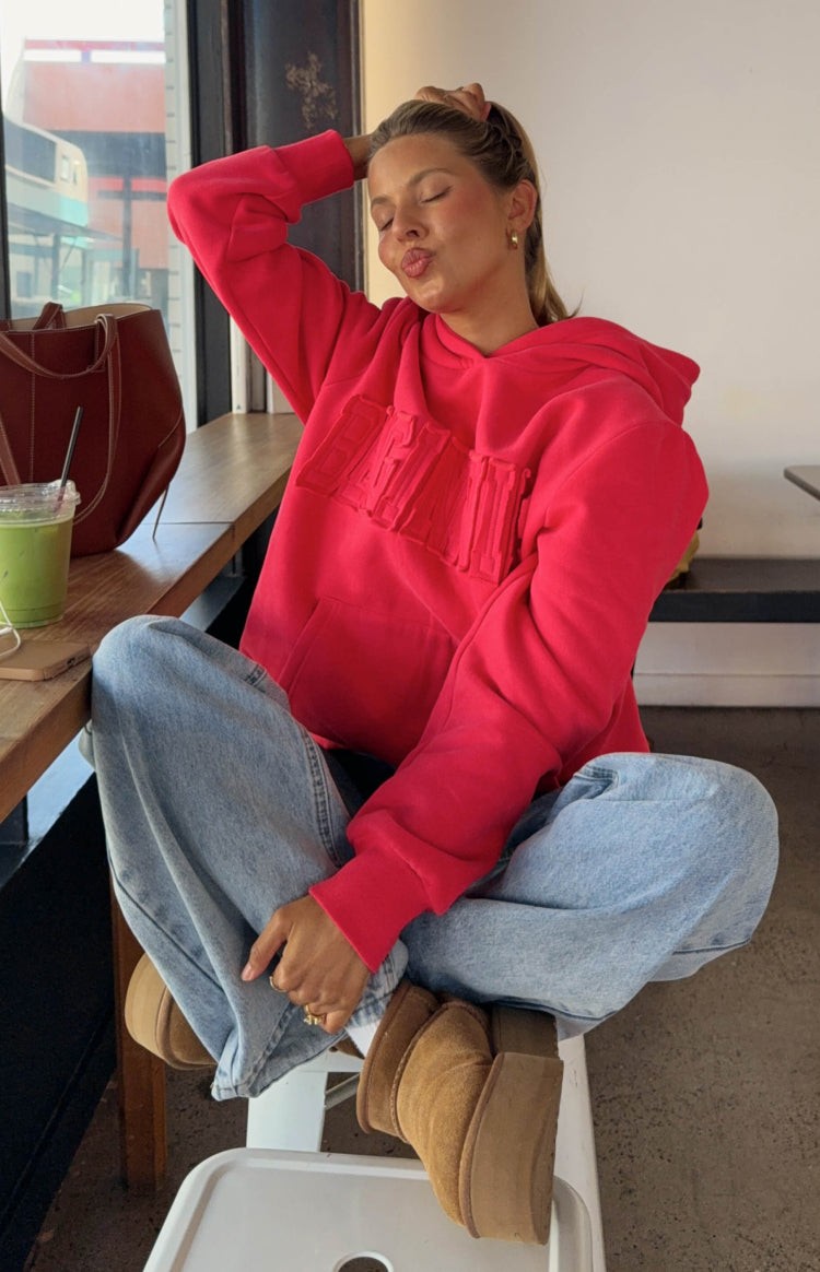 Beginning Watermelon Red Applique Hoodie