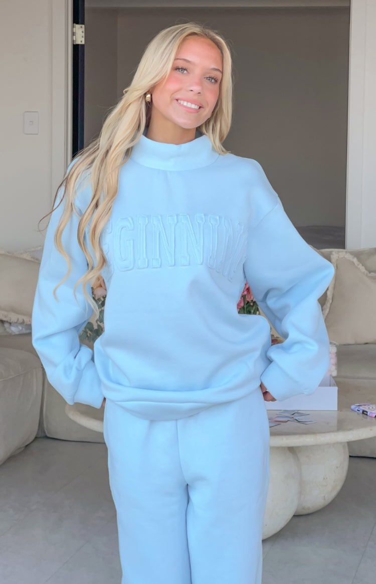 Remy Blue Applique Mock Neck Sweater view 3