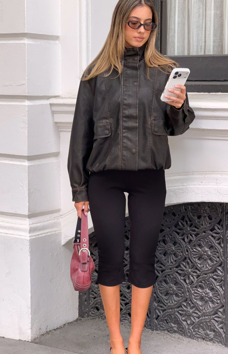 City Lights Black Jersey Capri Pants view 4
